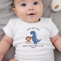 Personalised 1st Fathers Day Dinosaur Baby Outfit: Bib, Vest, Grow